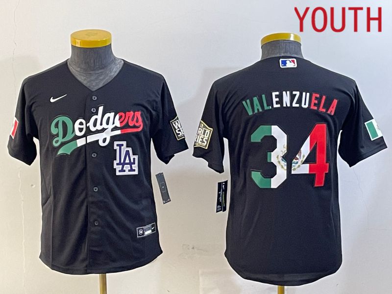 Youth Los Angeles Dodgers 34 Valenzuela Black Game 2024 Nike MLB Jersey style 10296